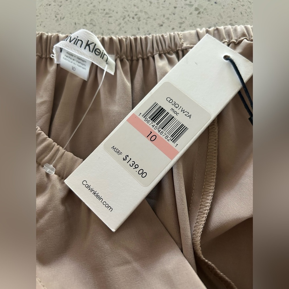 Calvin Klein Elegant Beige Women's long sleeve tie back midi dress size 10 - Picture 6 of 6